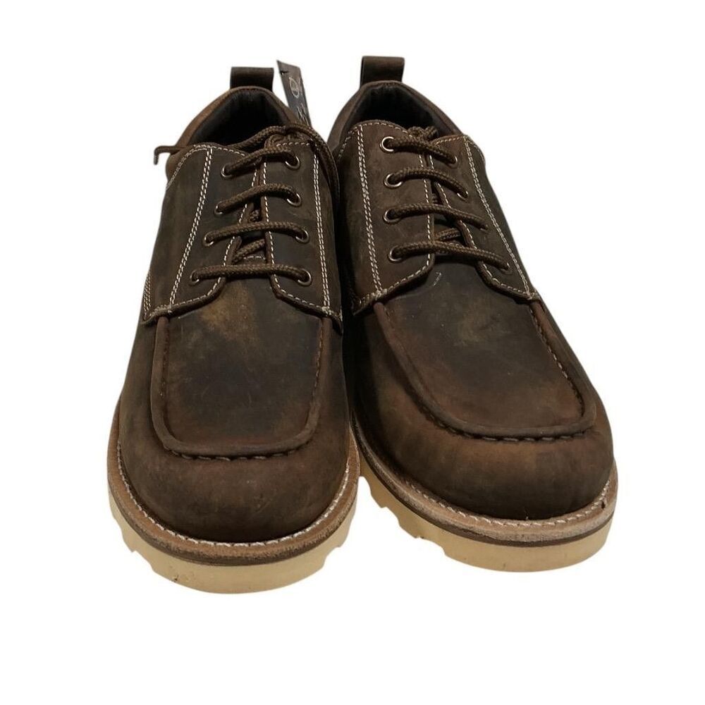 Old West Moc Toe Oxford Shoes Men 12 EE Brown Leather Lace Up Casual Comfort NEW - Picture 2 of 10